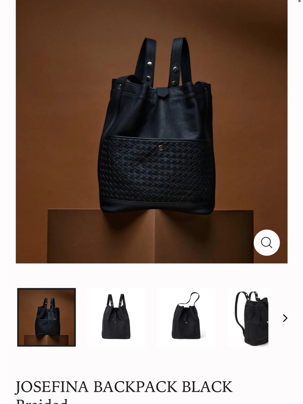 Black Woven Front Women's Backpack